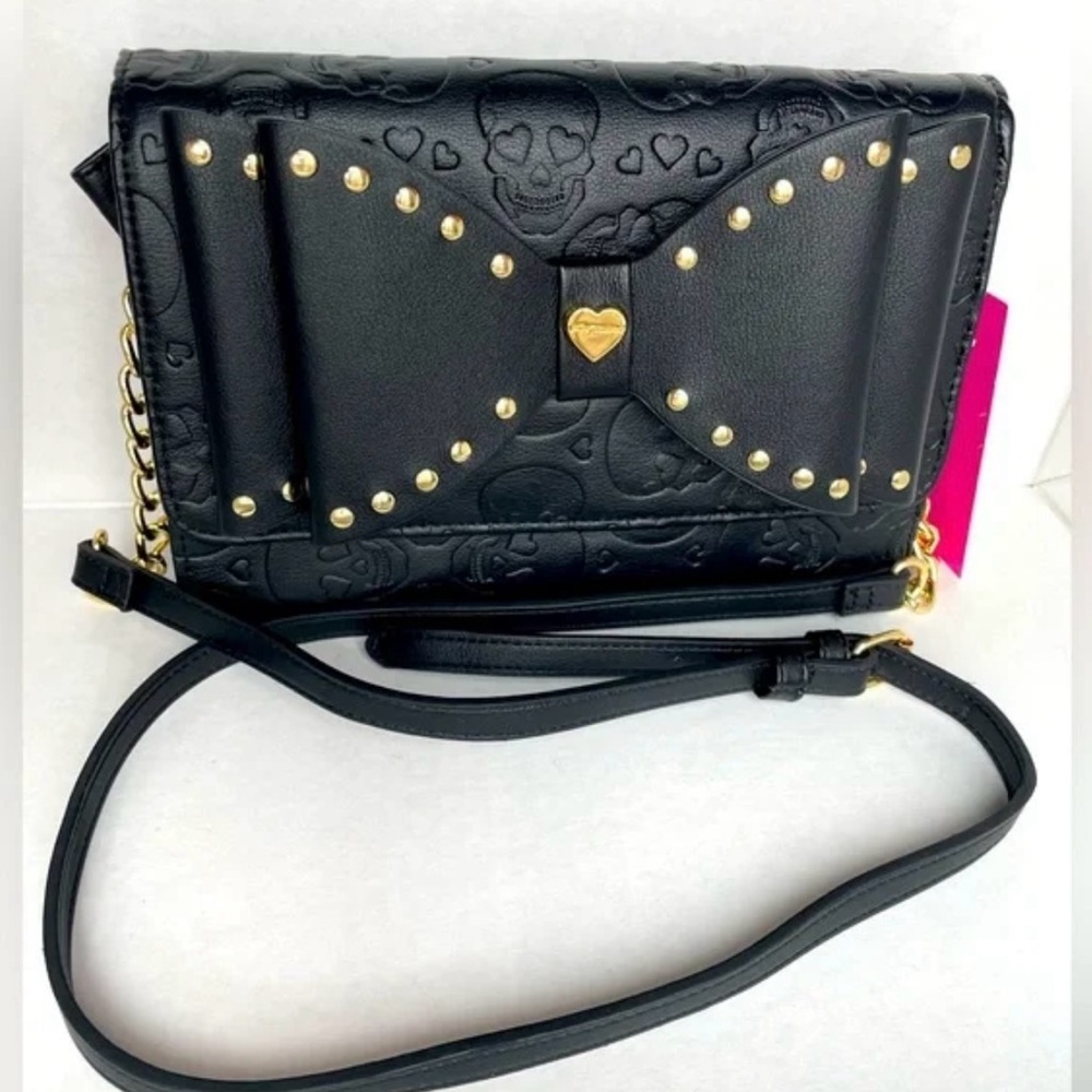 Betsey Johnson Black and Gold Crossbody Bag - Picture 5 of 14